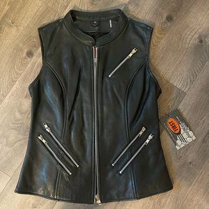 Cute Chic Black Authentic Leather Vest - Size Small
